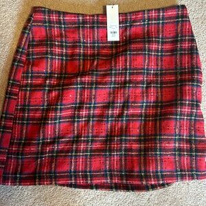 Francesca’s Red Plaid Mini-Skirt